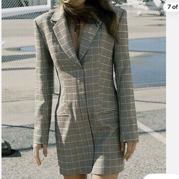 ZARA LONG SLEEVE PLAID BLAZER DRESS - Picture 5 of 8